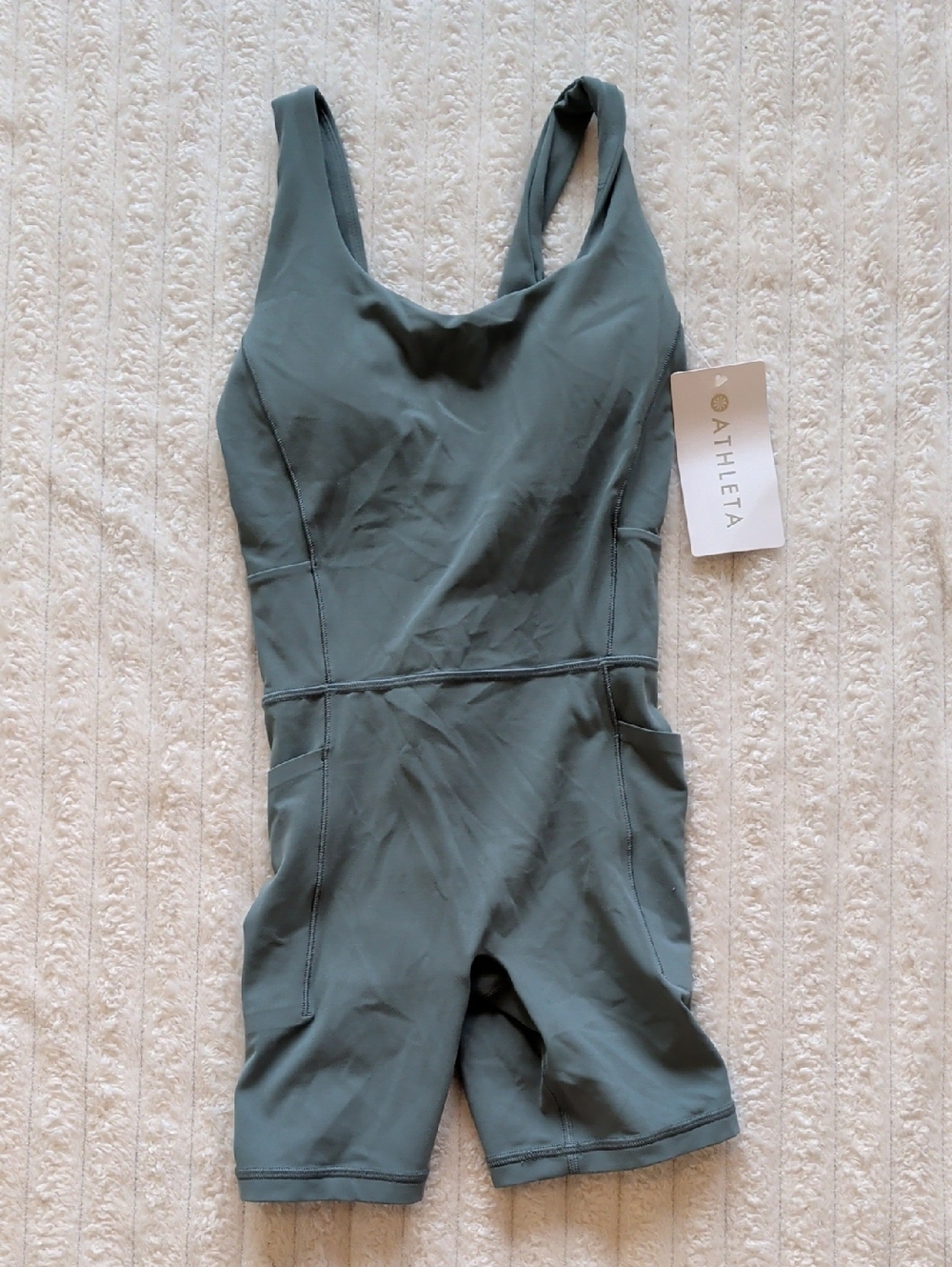 Athleta Green Short One-Piece Active Romper with Pockets